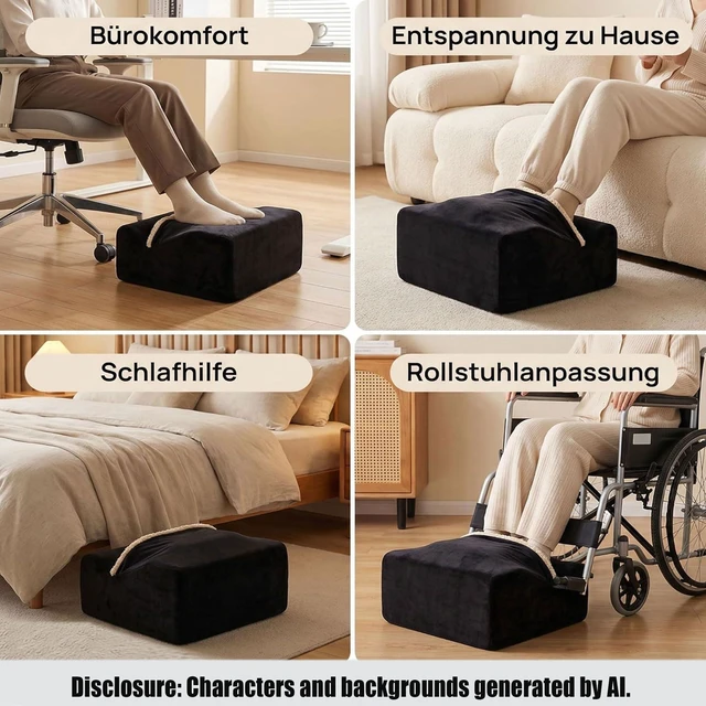Alt view image 7 of 7 - Keep Warm Foot Stool Foot Rest for Under Desk At Work Office Footrest with Warm Feet Pocket,Ergonomic Under Deskfoot stool Stool for Office Chair & Back &Pain Relief Black+