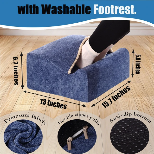 Alt view image 2 of 7 - Keep Warm Foot Stool Foot Rest for Under Desk At Work Office Footrest with Warm Feet Pocket,Ergonomic Under Deskfoot stool Stool for Office Chair & Back &Pain Relief blue+