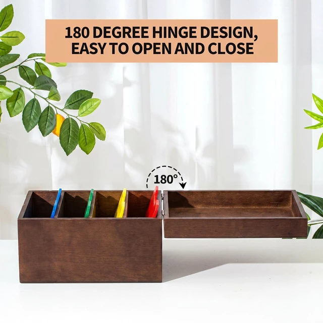 Alt view image 7 of 7 - 5 x 8 Inches Index Card Holder Set, Bamboo Organizer Box, Brown Holds 1200 Cards with 50 Index Card Organizer Dividers & 2 Sheets Alphabet Number Stickers for Office Home Kitchen Filing