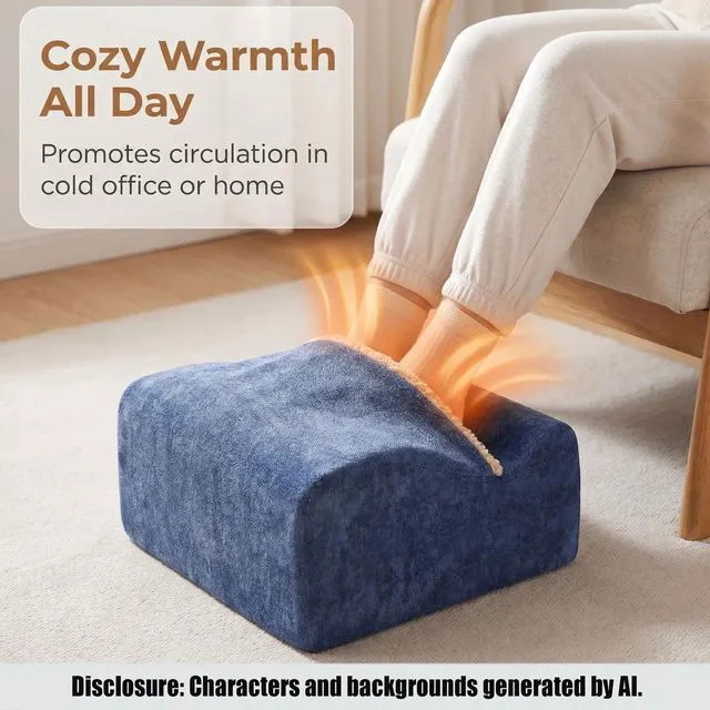 Alt view image 3 of 7 - Keep Warm Foot Stool Foot Rest for Under Desk At Work Office Footrest with Warm Feet Pocket,Ergonomic Under Deskfoot stool Stool for Office Chair & Back &Pain Relief blue+