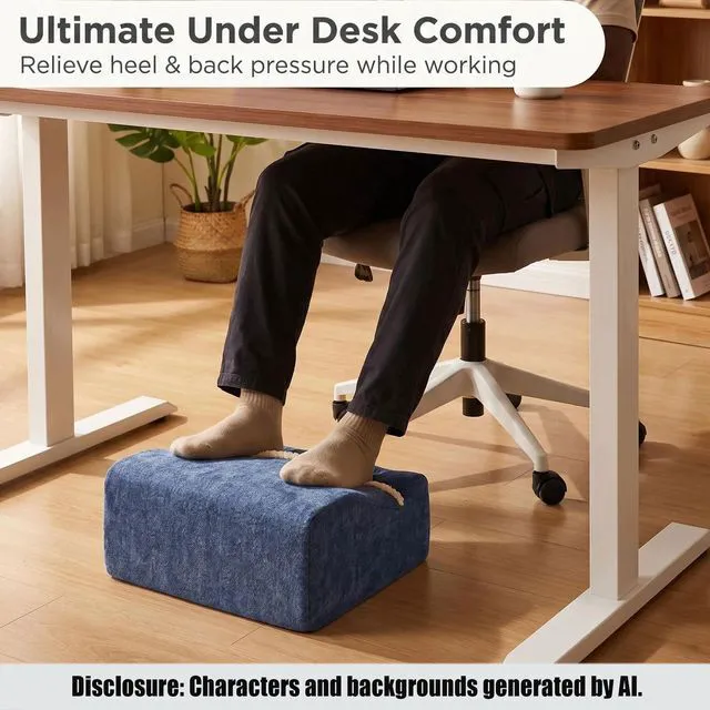 Alt view image 5 of 7 - Keep Warm Foot Stool Foot Rest for Under Desk At Work Office Footrest with Warm Feet Pocket,Ergonomic Under Deskfoot stool Stool for Office Chair & Back &Pain Relief blue+