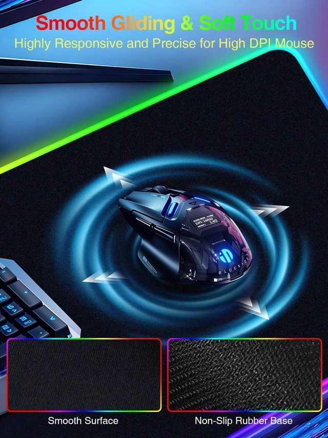 Alt view image 7 of 7 - Wireless Charging Mouse Pad with Magnetic Phone Stand, 31.5"x15.8" Large Gaming Mousepad RGB Desk Mat, Smooth Glide, Stitched Edge, Non-Slip Rubber Base, Waterproof Keyboard Mat, with Adatper