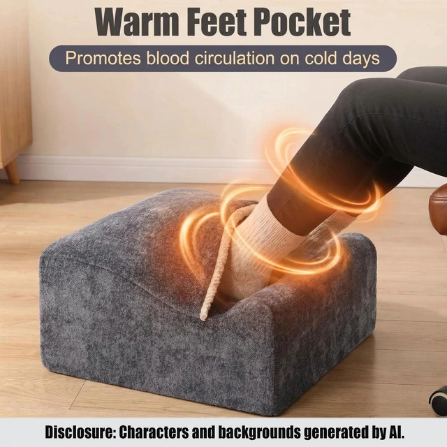 Alt view image 3 of 7 - Keep Warm Foot Stool Foot Rest for Under Desk At Work Office Footrest with Warm Feet Pocket,Ergonomic Under Deskfoot stool Stool for Office Chair & Back &Pain Relief, Dark gray+