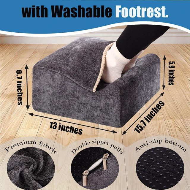 Alt view image 2 of 7 - Keep Warm Foot Stool Foot Rest for Under Desk At Work Office Footrest with Warm Feet Pocket,Ergonomic Under Deskfoot stool Stool for Office Chair & Back &Pain Relief, Dark gray+