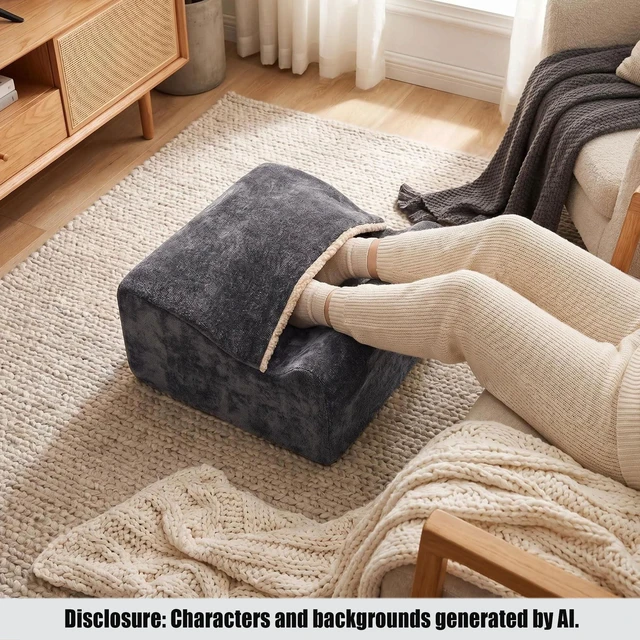 Alt view image 5 of 7 - Keep Warm Foot Stool Foot Rest for Under Desk At Work Office Footrest with Warm Feet Pocket,Ergonomic Under Deskfoot stool Stool for Office Chair & Back &Pain Relief, Dark gray+