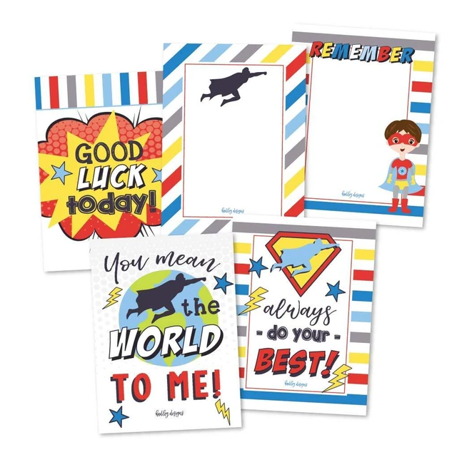 Alt view image 4 of 6 - 25pcs Lunch Box Notes for Kids, Lunchbox Cards with Positive Affirmations Superhero Inspirational and Encouragement Lunchbox Note for Girls and Boys, Kindergarten Back to School Kid Lunch Accessories