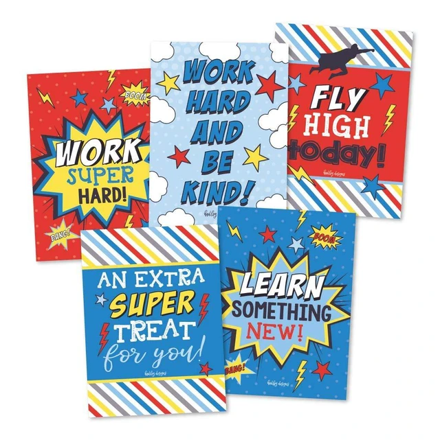 Alt view image 6 of 6 - 25pcs Lunch Box Notes for Kids, Lunchbox Cards with Positive Affirmations Superhero Inspirational and Encouragement Lunchbox Note for Girls and Boys, Kindergarten Back to School Kid Lunch Accessories