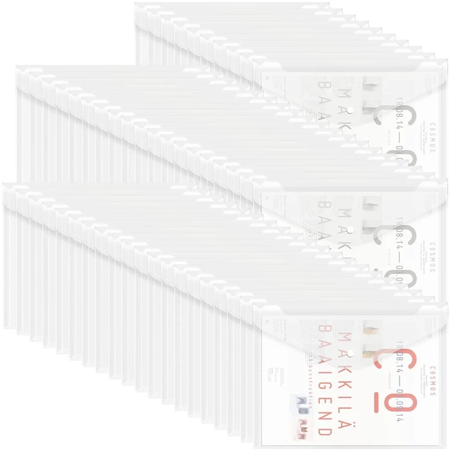 Main image of 50pcs Plastic Envelopes with Button Snap Closure, Clear Poly Folders for Documents, Waterproof Plastic File Folder, Letter Size, A4 Size, for School and Office Supplies