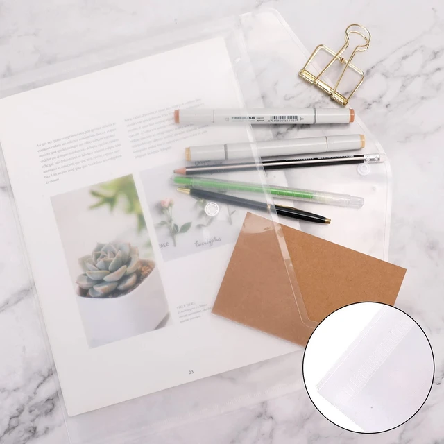 Alt view image 4 of 7 - 50pcs Plastic Envelopes with Button Snap Closure, Clear Poly Folders for Documents, Waterproof Plastic File Folder, Letter Size, A4 Size, for School and Office Supplies