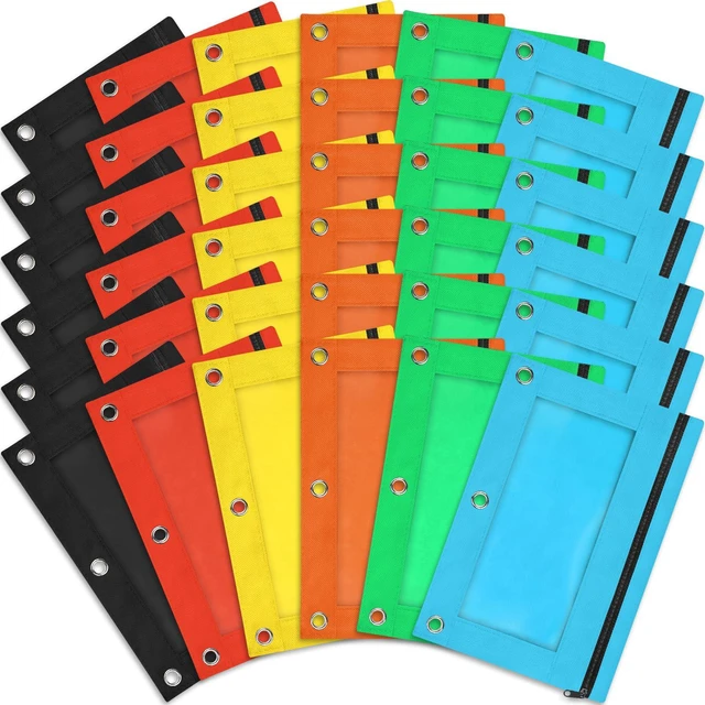 Main image of 30 Pack Pencil Pouch Bulk, Pencil Pouches for 3 Ring Binder, Zipper Pencil Pouch Bulk for School, Home and Office, Assorted Colors
