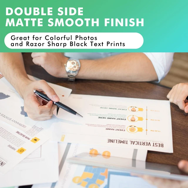 Alt view image 4 of 7 - Double Sided Thin Matte Printer Paper 13x19 Inch 32LB 110 Sheets for Presentation, Books Printing, Compatible with Inkjet Printer, 120gsm
