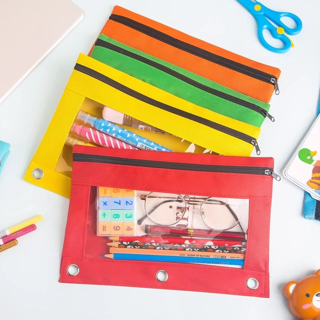 Alt view image 6 of 7 - 30 Pack Pencil Pouch Bulk, Pencil Pouches for 3 Ring Binder, Zipper Pencil Pouch Bulk for School, Home and Office, Assorted Colors