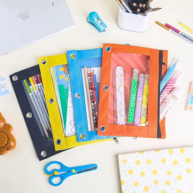 Alt view image 7 of 7 - 30 Pack Pencil Pouch Bulk, Pencil Pouches for 3 Ring Binder, Zipper Pencil Pouch Bulk for School, Home and Office, Assorted Colors