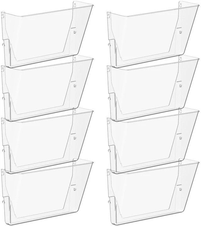 Main image of Single Pocke Wall Mount File Holder Organizer (Clear, 8 Pack) Acrylic Hanging Wall Organizer, Plastic Wall Mount Mails Magazines Organizer for Office and Home