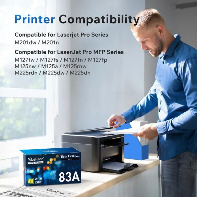 Alt view image 2 of 6 - 83A Toner Cartridge Black Replacement for HP 83A CF283A 2-Black Compatible for HP 83A Use with HP LaserJet Pro MFP M125nw MFP M201dw MFP M225dw MFP M125a M201n M127fn M127fw M225dn Printer