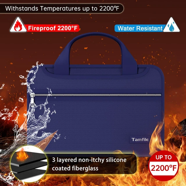 Alt view image 2 of 7 - Fireproof Accordion File Folder with Handle, Document Organizer Expanding File Folder with 13 Pockets, Multiple Pockets, Water Resistant,Portable Travel Home Safe for A4 File,Travel,Blue