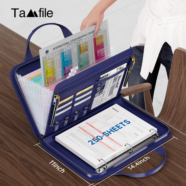 Alt view image 3 of 7 - Fireproof Accordion File Folder with Handle, Document Organizer Expanding File Folder with 13 Pockets, Multiple Pockets, Water Resistant,Portable Travel Home Safe for A4 File,Travel,Blue