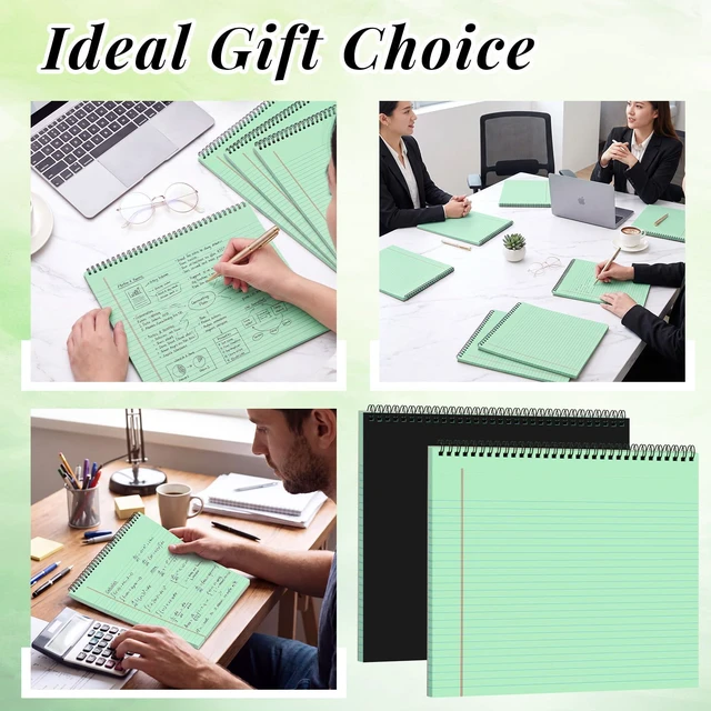 Alt view image 3 of 6 - 4 Landscape Legal Pad 11 x 9.5 College Ruled Top Spiral Horizontal Notebook 4 Green Pads, 40 Sheets Each, Hole Punched Pages, Simple Color Coding for Classes, Projects, Meetings and Daily Note Taking