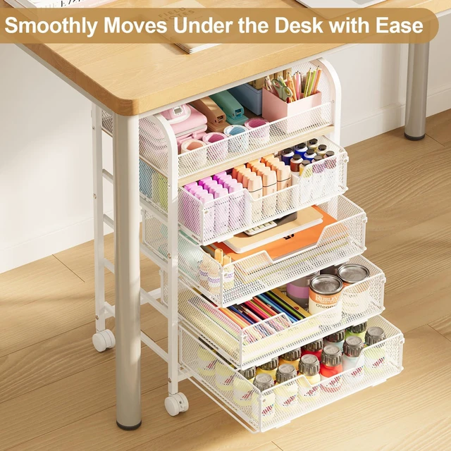Alt view image 3 of 7 - 5-Tier Craft Organizer Cart with Wheels,Craft Organizers and Storage with Drawers,Lockable Wheels Rolling Utility Cart with DIY Divider,Office Supply Organizer,Ideal for Studio,Office Patent Pending