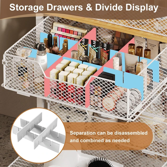 Alt view image 6 of 7 - 5-Tier Craft Organizer Cart with Wheels,Craft Organizers and Storage with Drawers,Lockable Wheels Rolling Utility Cart with DIY Divider,Office Supply Organizer,Ideal for Studio,Office Patent Pending