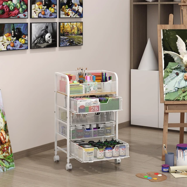 Alt view image 5 of 7 - 5-Tier Craft Organizer Cart with Wheels,Craft Organizers and Storage with Drawers,Lockable Wheels Rolling Utility Cart with DIY Divider,Office Supply Organizer,Ideal for Studio,Office Patent Pending