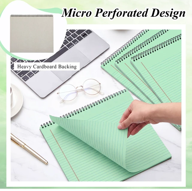 Alt view image 4 of 6 - 4 Landscape Legal Pad 11 x 9.5 College Ruled Top Spiral Horizontal Notebook 4 Green Pads, 40 Sheets Each, Hole Punched Pages, Simple Color Coding for Classes, Projects, Meetings and Daily Note Taking