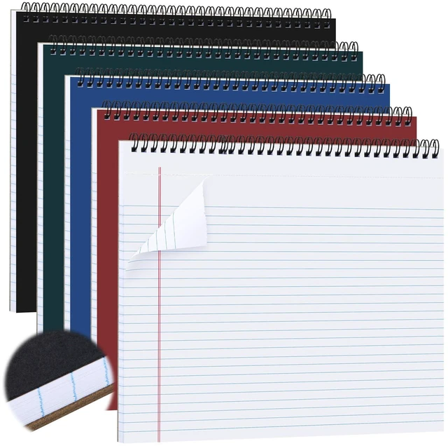 Main image of 4 Landscape Legal Pad 11 x 9.5 College Ruled Top Spiral Horizontal Notebook 4 White and Multicolor Pads, 50 Sheets Each, Hole Punched Pages, Mixed Color Coding for Classes, Projects and Meeting Notes