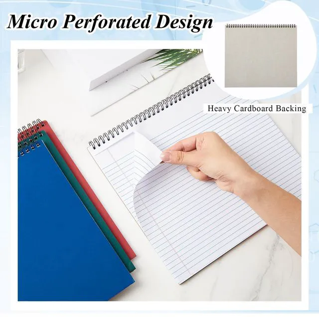 Alt view image 2 of 6 - 4 Landscape Legal Pad 11 x 9.5 College Ruled Top Spiral Horizontal Notebook 4 White and Multicolor Pads, 50 Sheets Each, Hole Punched Pages, Mixed Color Coding for Classes, Projects and Meeting Notes