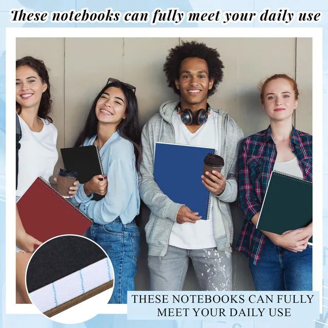 Alt view image 5 of 6 - 4 Landscape Legal Pad 11 x 9.5 College Ruled Top Spiral Horizontal Notebook 4 White and Multicolor Pads, 50 Sheets Each, Hole Punched Pages, Mixed Color Coding for Classes, Projects and Meeting Notes