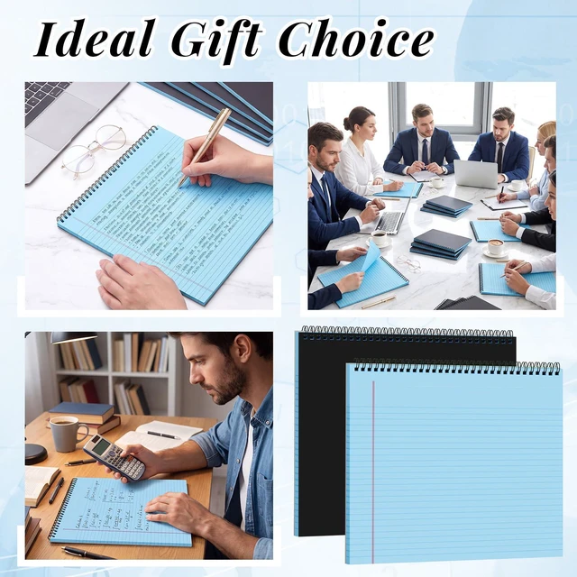 Alt view image 3 of 6 - Landscape Legal Pad 11 x 9.5 College Ruled Top Spiral Horizontal Notebook 4 Blue Pads, 40 Sheets Each, Hole Punched Pages, Simple Color Coding for Classes, Projects, Meetings and Daily Note Taking