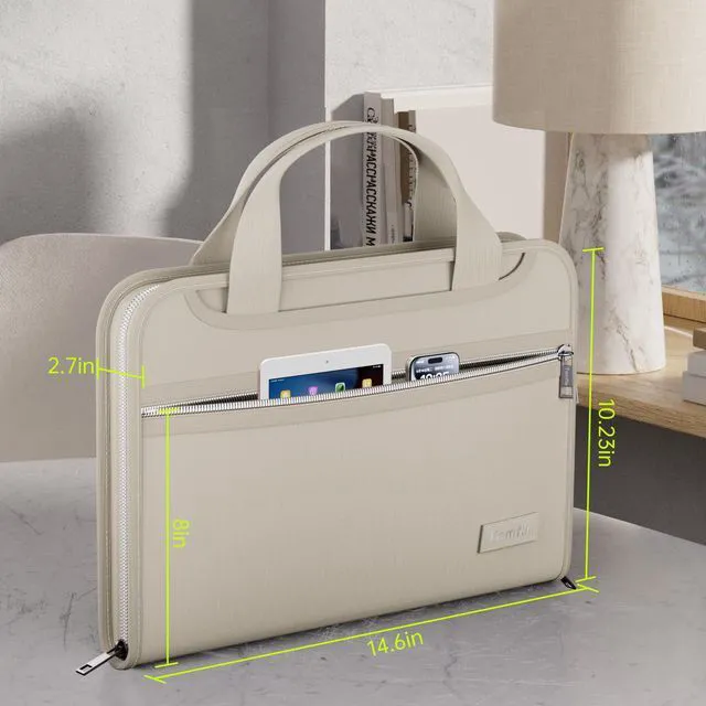 Alt view image 5 of 7 - Fireproof Accordion File Folder with Handle, Document Organizer Expanding File Folder with 13 Pockets, Multiple Pockets, Water Resistant,Portable Travel Home Safe for A4 File,Travel,Beige