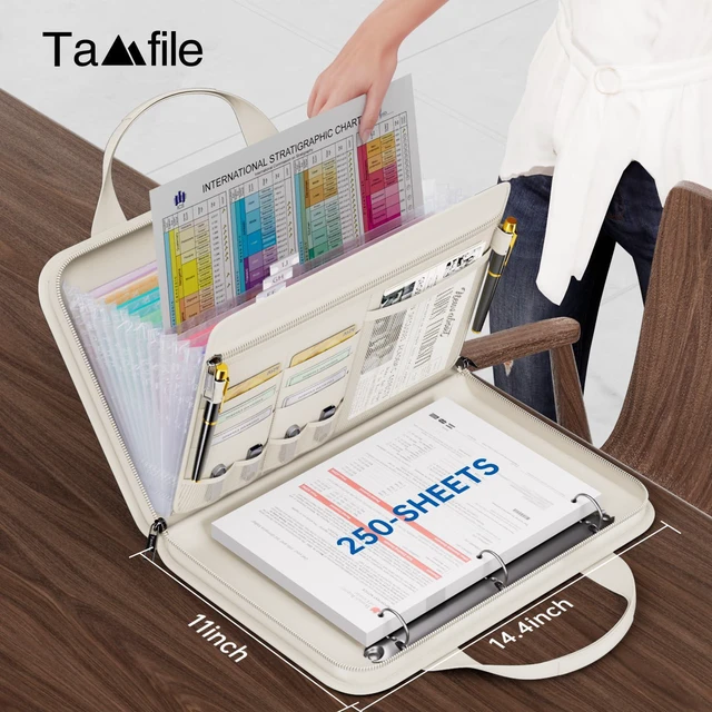 Alt view image 3 of 7 - Fireproof Accordion File Folder with Handle, Document Organizer Expanding File Folder with 13 Pockets, Multiple Pockets, Water Resistant,Portable Travel Home Safe for A4 File,Travel,Beige