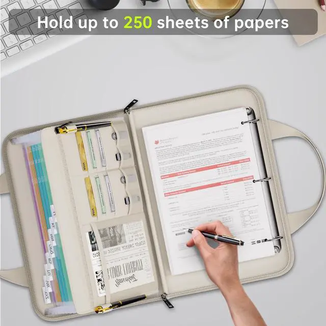 Alt view image 7 of 7 - Fireproof Accordion File Folder with Handle, Document Organizer Expanding File Folder with 13 Pockets, Multiple Pockets, Water Resistant,Portable Travel Home Safe for A4 File,Travel,Beige