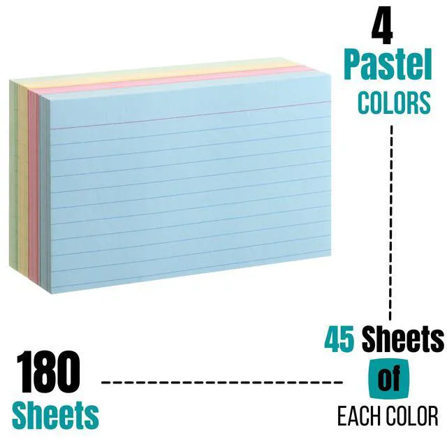 Alt view image 2 of 7 - Pastel 3" x 5", 180 Lined Index Cards, Note Cards, Flash Cards (Pack of 2)