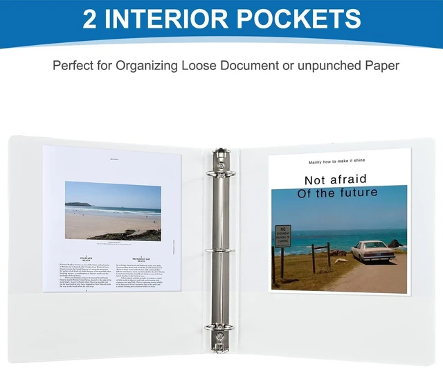 Alt view image 5 of 7 - 1.5-Inch 3-Ring Binder with Pockets, 1-1/2 Clear View Binders,PVC Free, White Binder Holds up to 325 Sheets US Letter Size, Perfect for School,Office and Home(12 Pack)