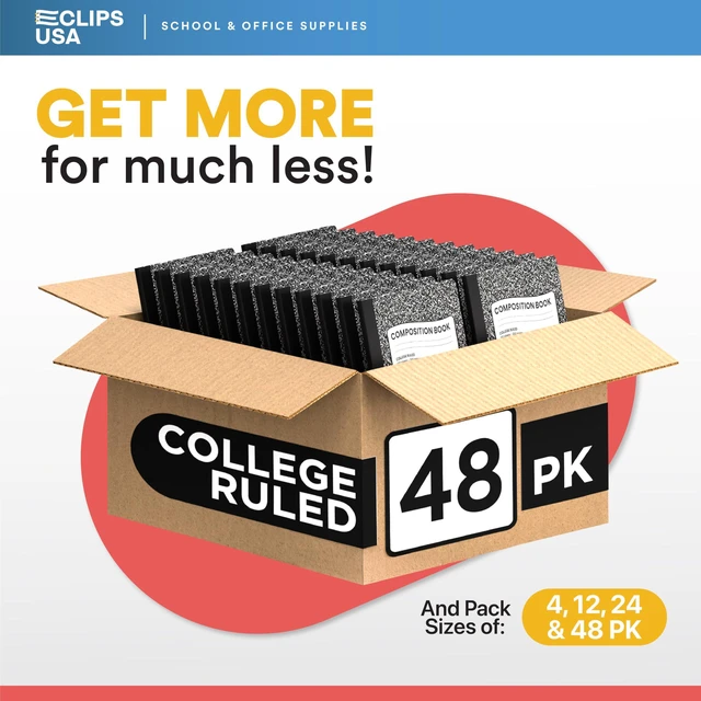 Alt view image 7 of 7 - Composition Notebook College Ruled Composition Notebooks Black Bulk Marble College Ruled Notebook Hard Cover 100 sheets, 200 Pages 9.75 x 7.25 (48 Pack)