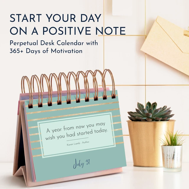 Alt view image 3 of 7 - Pink Motivational Calendar Daily Flip, 366 Quotes, Office Decor for Women Inspirational Perpetual Desk Calendar, Positive Affirmations & Quotes, Girl Boss Pink Office Decor, Reflection Prompts