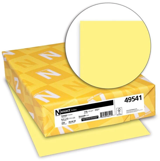 Alt view image 2 of 5 - Neenah Paper Exact Index Card Stock, 110 lb Index Weight, 8.5 x 11, Canary, 250 Count (Pack of 2)
