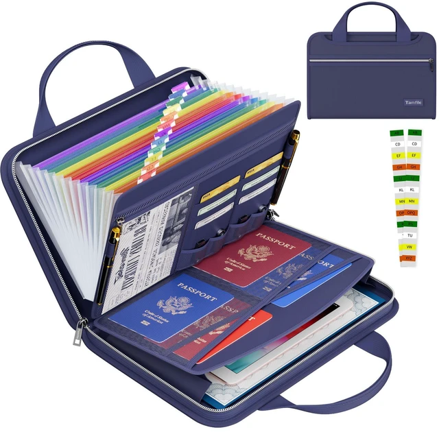 Main image of Fireproof Accordion File Organizer, Expanding File Folder, Blue 13 Pocket Colorful, Handle, Zipper & Labels, Multi-Pockets Paper Organizer, for Letter A4 Files, Home, Office, School