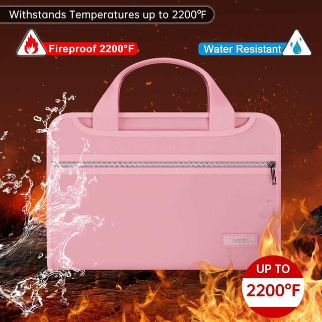 Alt view image 6 of 7 - Fireproof Accordion File Organizer, 13 Pocket Expanding File Folder Document Organizer with Handle, File Folder with Multi-Pockets Paper Organizer for A4 File, Pink