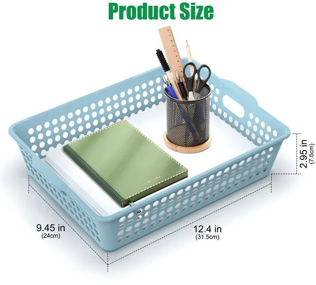 Alt view image 2 of 7 - 6 Pack Plastic Classroom Storage Baskets, Paper Trays for Classroom Organization & Turn in Trays for Teachers, Students, Desk Organizer Bin 13.8x10.6x3.1 Inch (Morandi)