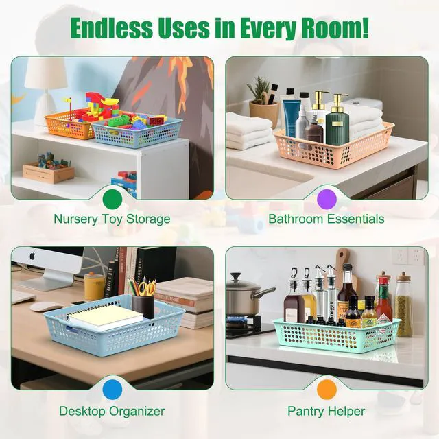 Alt view image 7 of 7 - 6 Pack Plastic Classroom Storage Baskets, Paper Trays for Classroom Organization & Turn in Trays for Teachers, Students, Desk Organizer Bin 13.8x10.6x3.1 Inch (Morandi)