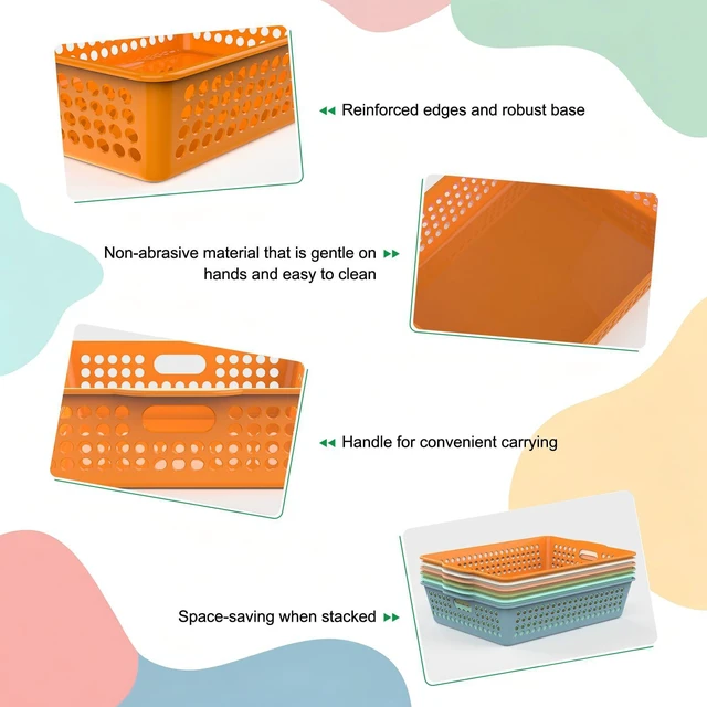 Alt view image 3 of 7 - 6 Pack Plastic Classroom Storage Baskets, Paper Trays for Classroom Organization & Turn in Trays for Teachers, Students, Desk Organizer Bin 13.8x10.6x3.1 Inch (Morandi)