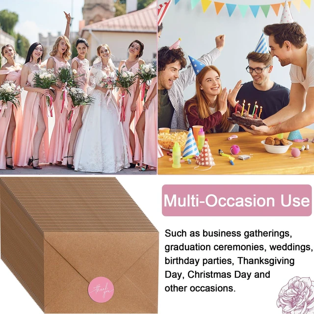 Alt view image 6 of 7 - 200 Pcs Thank You Cards with Envelopes Stickers, 3.5x5", Pink Folded Blank Thank You Notes Bulk, Kraft Envelopes and Stickers, for Wedding Business Graduation Baby Shower Bridal Shower