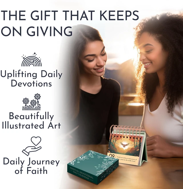 Alt view image 2 of 7 - Religious Desk Calendar, 366 Devotions & Prompts, Christian Gifts for Women Religious Gifts for Women, Devotional Flip Calendar, Faith Desk Decor, Daily Reflections & Prompts, Daily Moments With God