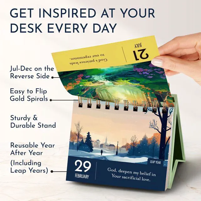 Alt view image 5 of 7 - Religious Desk Calendar, 366 Devotions & Prompts, Christian Gifts for Women Religious Gifts for Women, Devotional Flip Calendar, Faith Desk Decor, Daily Reflections & Prompts, Daily Moments With God