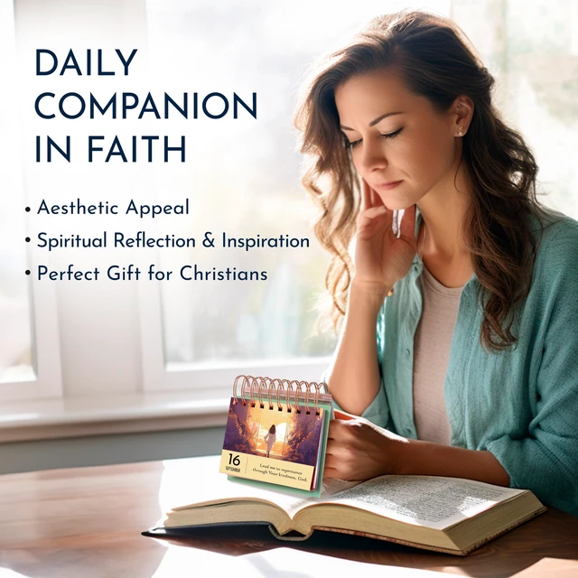 Alt view image 7 of 7 - Religious Desk Calendar, 366 Devotions & Prompts, Christian Gifts for Women Religious Gifts for Women, Devotional Flip Calendar, Faith Desk Decor, Daily Reflections & Prompts, Daily Moments With God