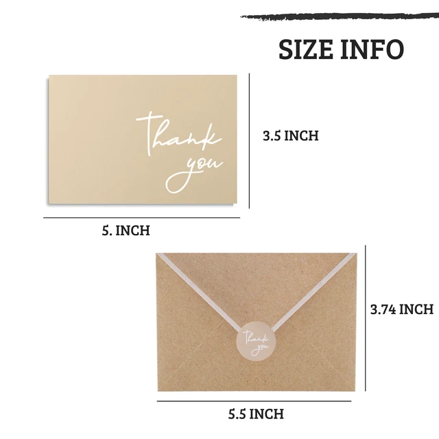 Alt view image 3 of 7 - 100 PK Bulk Thank You Cards with Envelopes - 5 x 3.5 Inches Wedding Cards Baby Shower Bridal Shower Personalized Thank You Notes for Small Business Graduation Funeral Birthday (2 colors)