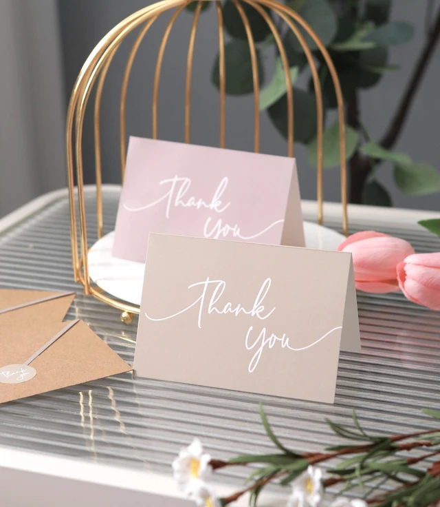 Alt view image 4 of 7 - 100 PK Bulk Thank You Cards with Envelopes - 5 x 3.5 Inches Wedding Cards Baby Shower Bridal Shower Personalized Thank You Notes for Small Business Graduation Funeral Birthday (2 colors)