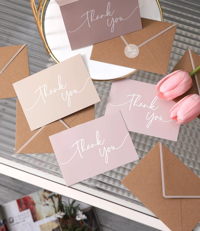 Alt view image 5 of 7 - 100 PK Bulk Thank You Cards with Envelopes - 5 x 3.5 Inches Wedding Cards Baby Shower Bridal Shower Personalized Thank You Notes for Small Business Graduation Funeral Birthday (2 colors)